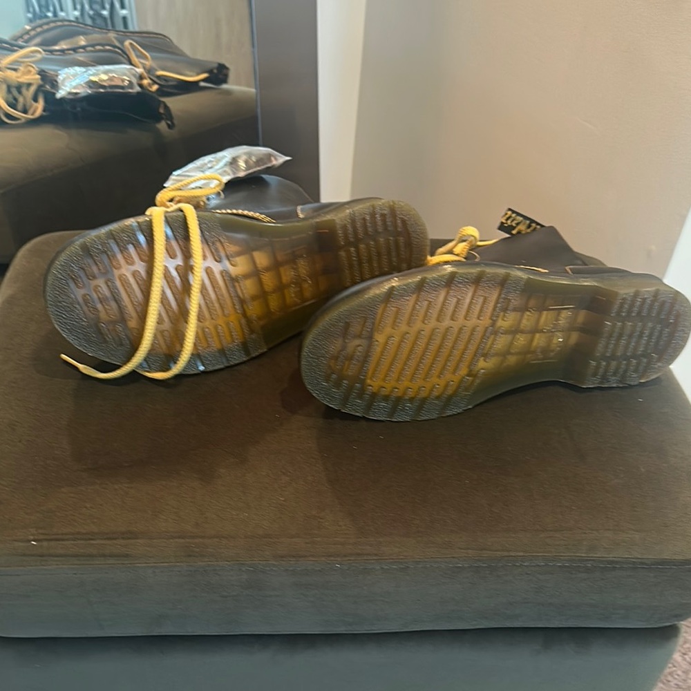 Dr. Martens Black and Yellow Combat Boots - Picture 2 of 4